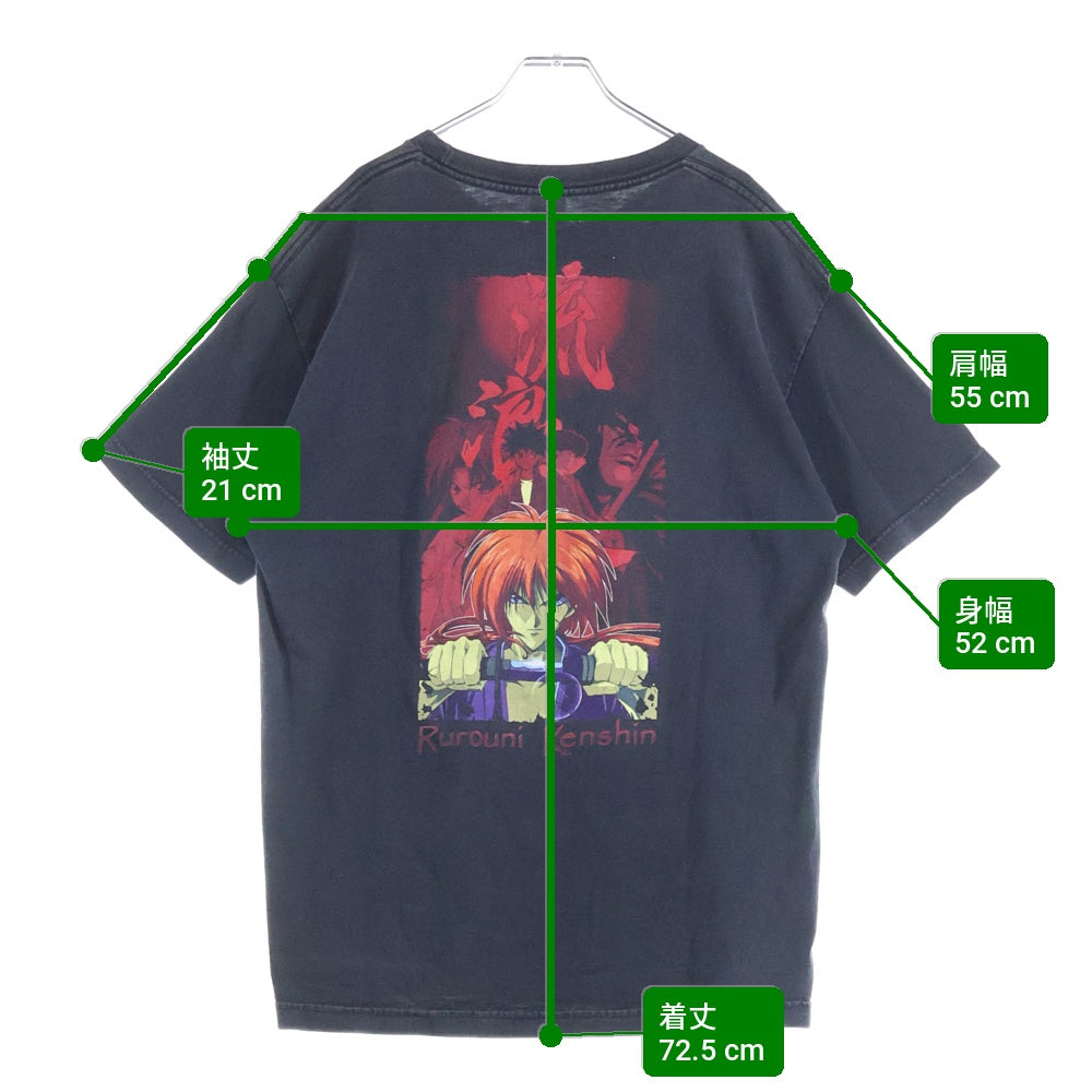VINTAGE(ヴィンテージ) 00S VINTAGE RUROUNI KENSHIN TEE ヴィンテージ るろうに剣心 ALSTYLEタグ 両面プリントTシャツ 半袖クルーネックカットソー ブラック