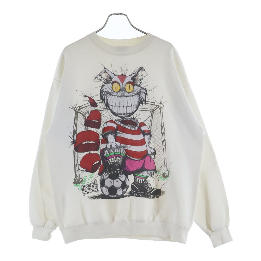 VINTAGE(ヴィンテージ) 90S ALICE IN WONDERLAND CHESHIRE CAT SWEATSHIRT ヴィンテージ 不思議の国のアリス チェシャ猫 両面プリント クルーネックスウェットトレーナー ホワイト