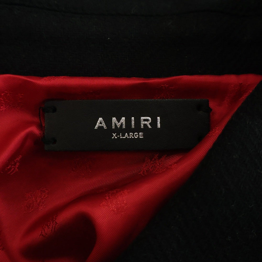AMIRI(アミリ) BONES WOOL BOMBER JACKET ボーンズウールボンバー ロゴエンブロイダリー ジャケット ブラック/レッド AMOUVY1009
