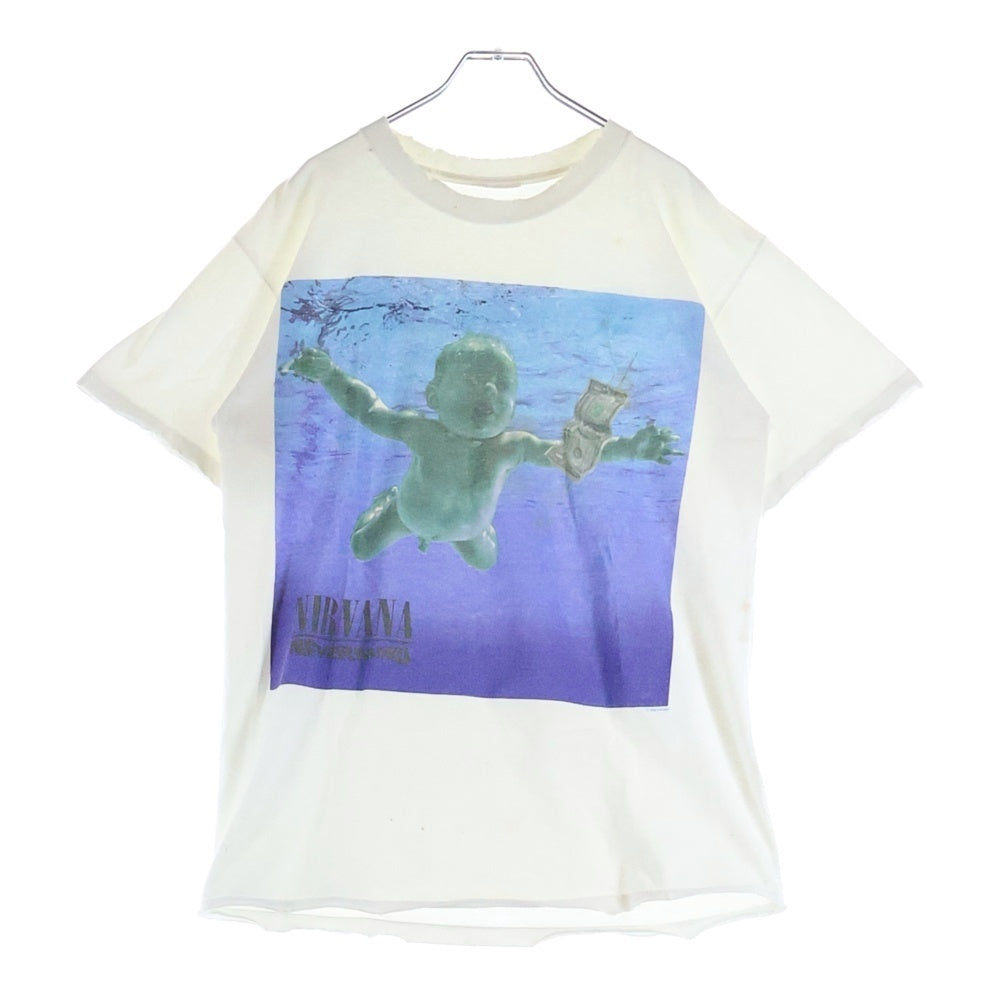 VINTAGE(ヴィンテージ) 90S VINTAGE NIRVANA NEVERMIND EURO BOOTLEG ヴィンテージ ニルヴァーナ ネバーマインド ユーロ ブートレグ クルーネック カットソー 半袖Tシャツ ホワイト