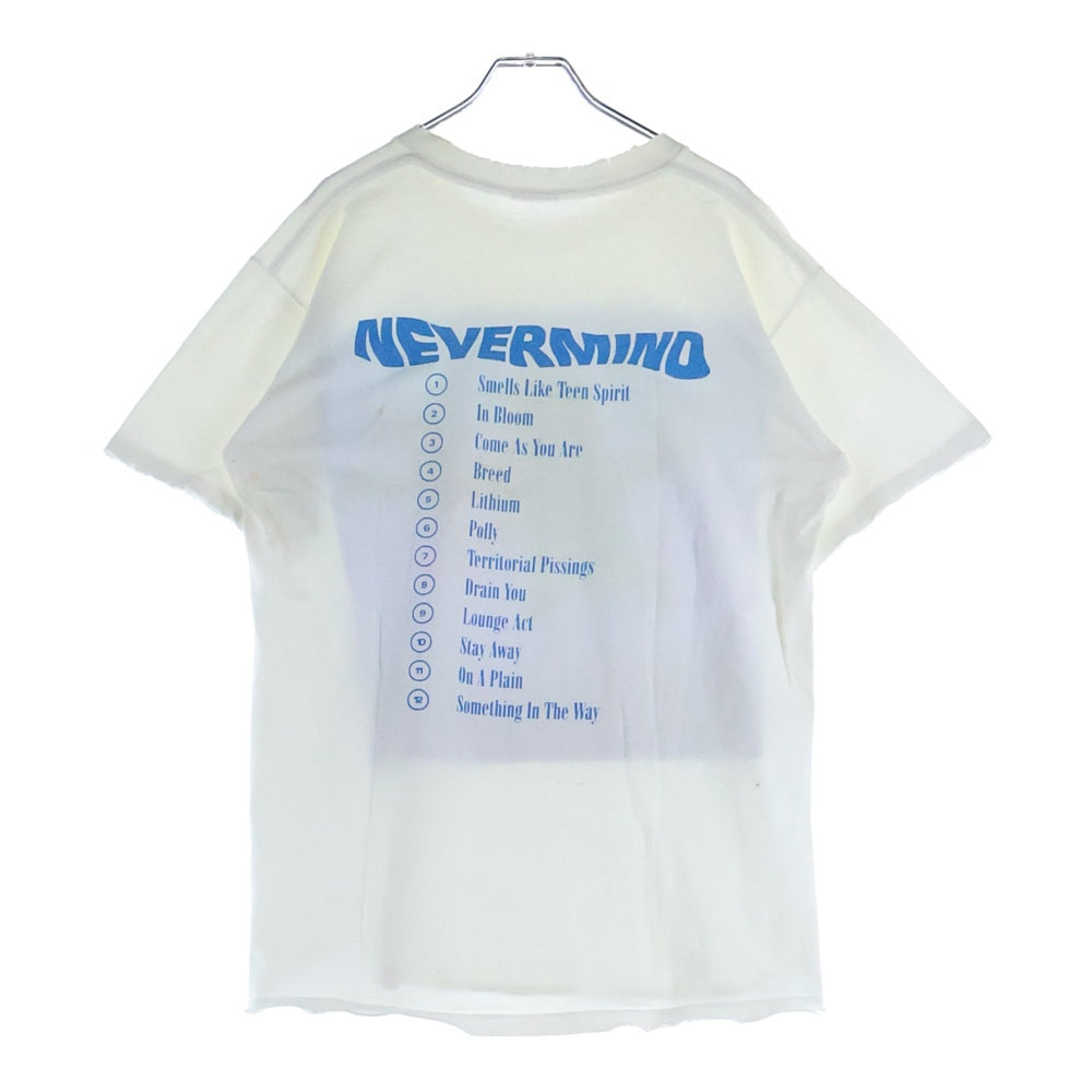 VINTAGE(ヴィンテージ) 90S VINTAGE NIRVANA NEVERMIND EURO BOOTLEG ヴィンテージ ニルヴァーナ ネバーマインド ユーロ ブートレグ クルーネック カットソー 半袖Tシャツ ホワイト
