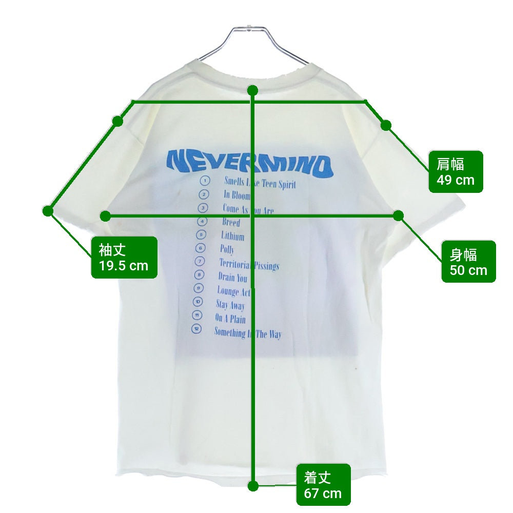 VINTAGE(ヴィンテージ) 90S VINTAGE NIRVANA NEVERMIND EURO BOOTLEG ヴィンテージ ニルヴァーナ ネバーマインド ユーロ ブートレグ クルーネック カットソー 半袖Tシャツ ホワイト