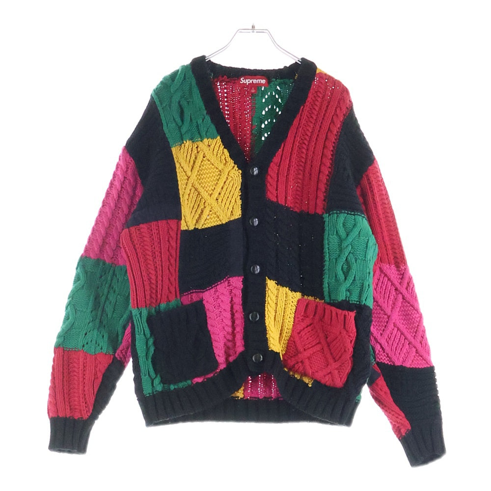 SUPREME(シュプリーム) 23AW Patchwork Cable Knit Cardigan アクリルウール混 パッチワークデザインニットカーディガン マルチ
