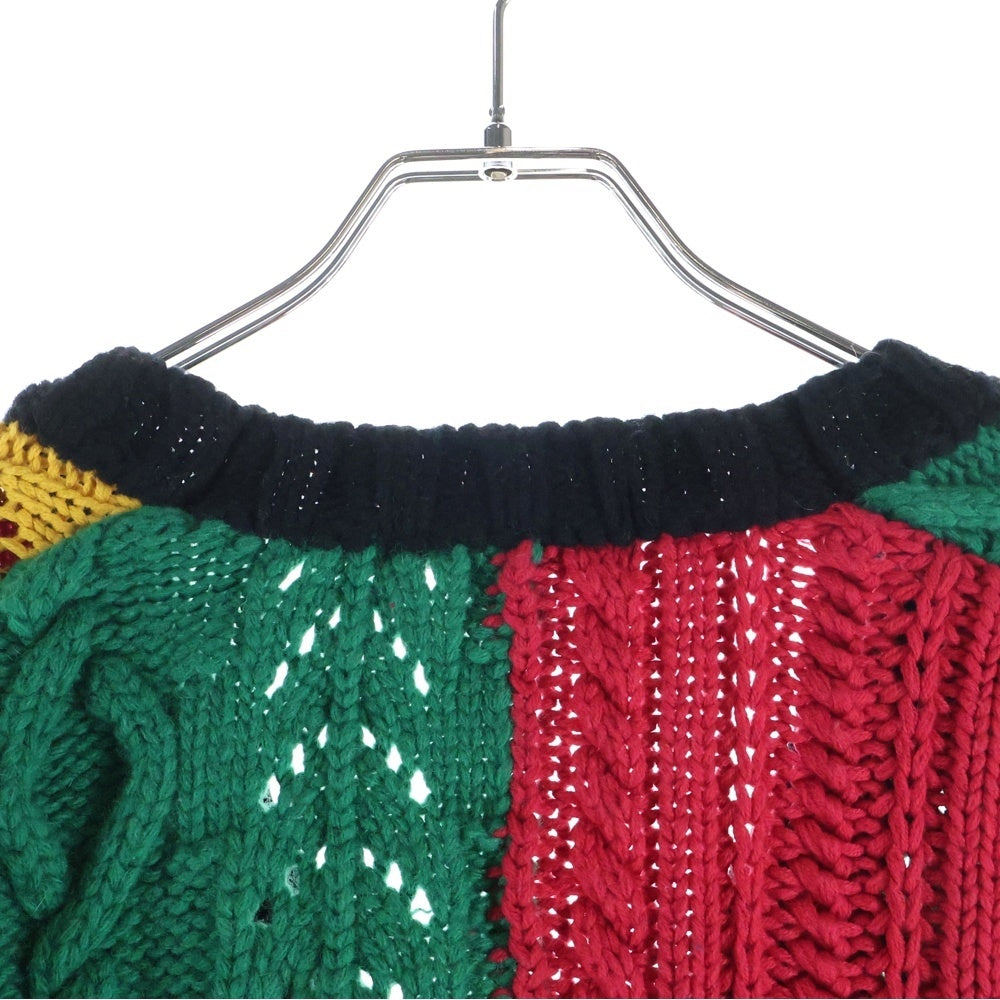 SUPREME(シュプリーム) 23AW Patchwork Cable Knit Cardigan アクリルウール混 パッチワークデザインニットカーディガン マルチ