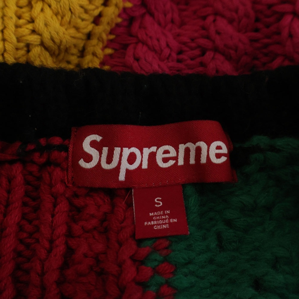 SUPREME(シュプリーム) 23AW Patchwork Cable Knit Cardigan アクリルウール混 パッチワークデザインニットカーディガン マルチ