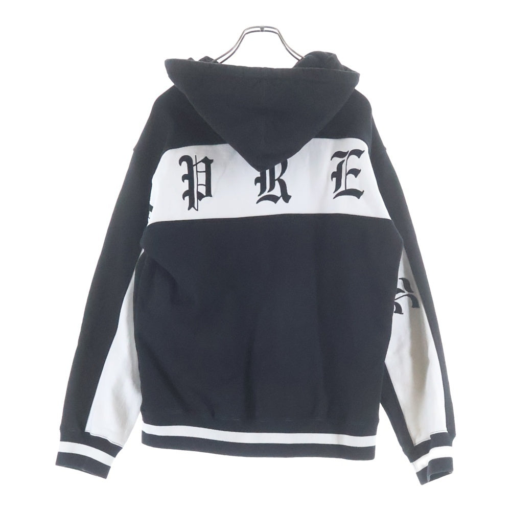 SUPREME(シュプリーム) 19SS Old English Stripe Zip Up Sweatshirt オールドイングリッシュ バックロゴ刺繍 ジップアップスウェットパーカー フーディー ブラック