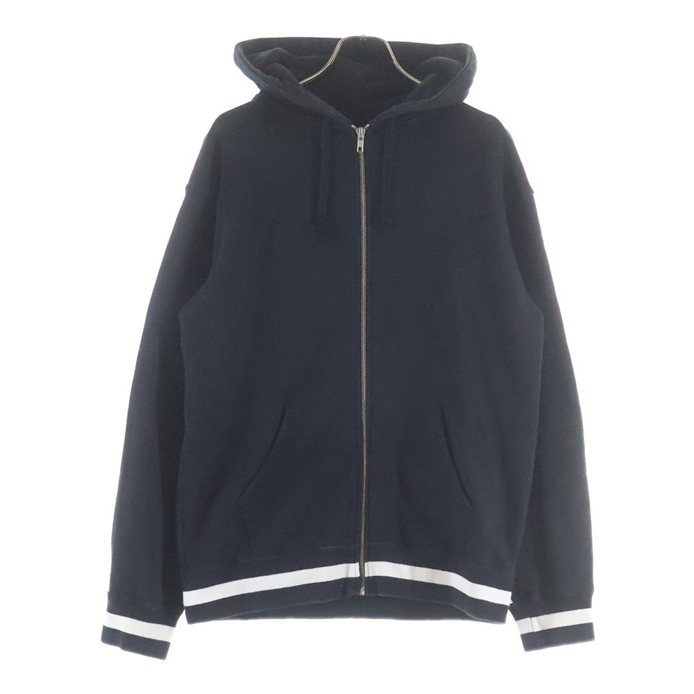 SUPREME(シュプリーム) 19SS Old English Stripe Zip Up Sweatshirt オールドイングリッシュ バックロゴ刺繍 ジップアップスウェットパーカー フーディー ブラック