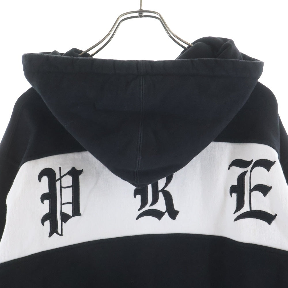 SUPREME(シュプリーム) 19SS Old English Stripe Zip Up Sweatshirt オールドイングリッシュ バックロゴ刺繍 ジップアップスウェットパーカー フーディー ブラック