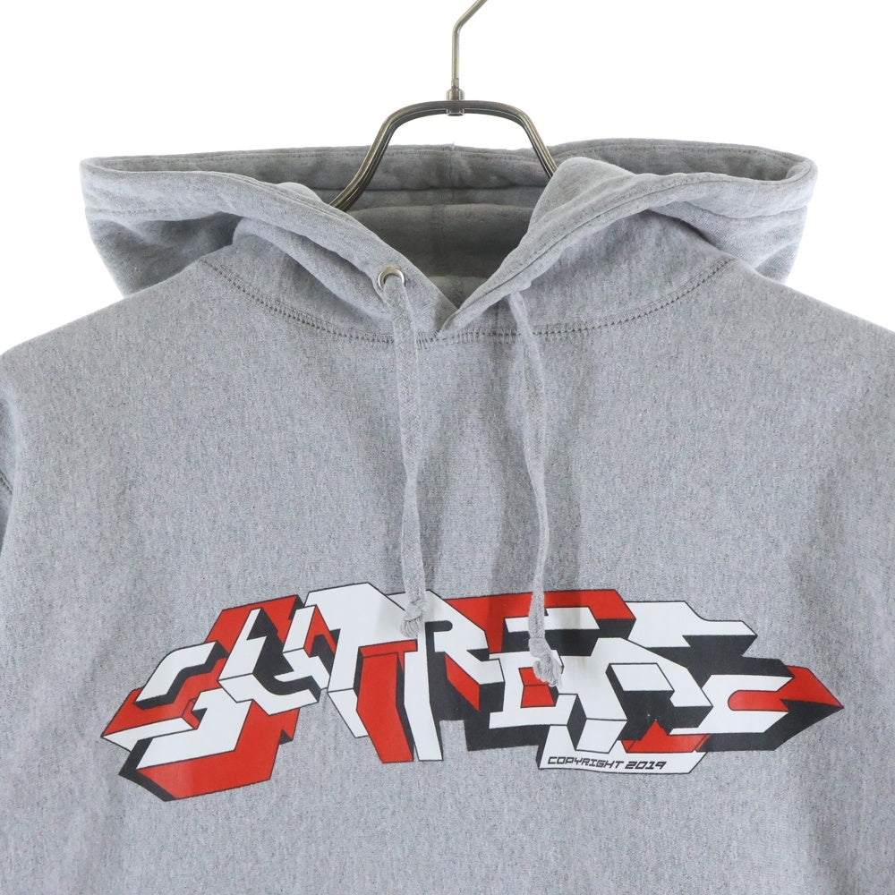 SUPREME(シュプリーム) 19AW Delta Logo Hooded Sweatshirt デルタロゴ フロントプリント プルオーバースウェットパーカー フーディー グレー