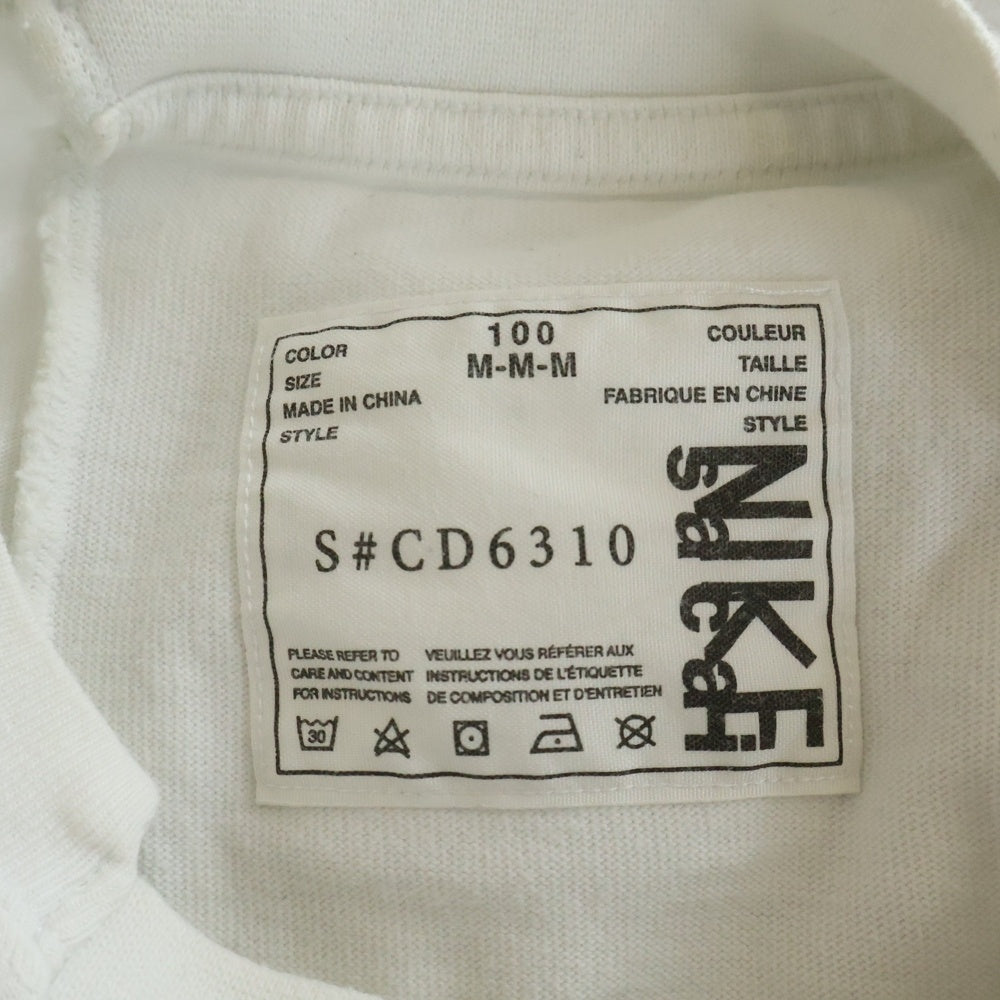 NIKE(ナイキ) ×Sacai WMNS Hybrid T-shirt サカイ ウィメンズ ハイブリット ドッキング加工 フロントロゴプリントTシャツ 半袖クルーネックカットソー ホワイト CD6310-100