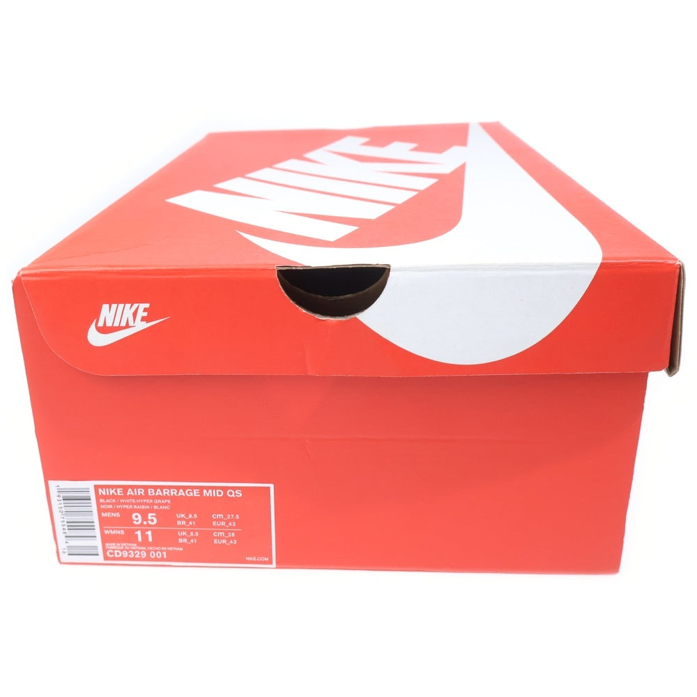 NIKE(ナイキ) AIR BARRAGE MID RAPTORS エアバラージ ラプターズ ミッドカットスニーカー ブラック/パープル US9.5/27.5cm CD9329-001