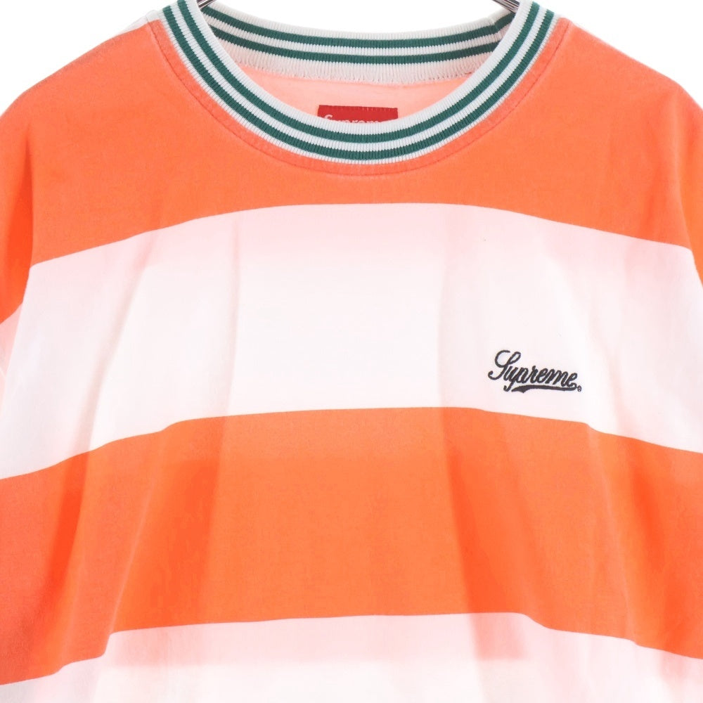 SUPREME(シュプリーム) 19AW Printed Stripe L/S Top プリンテッド ストライプ クルーネック長袖Tシャツ カットソー オレンジ/ホワイト