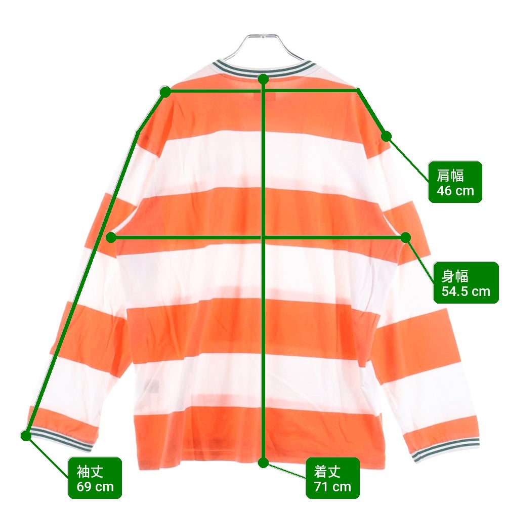 SUPREME(シュプリーム) 19AW Printed Stripe L/S Top プリンテッド ストライプ クルーネック長袖Tシャツ カットソー オレンジ/ホワイト