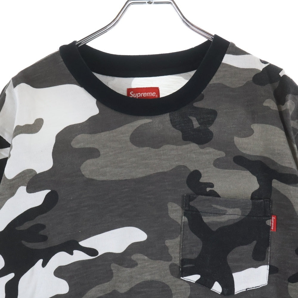 SUPREME(シュプリーム) 18AW S/S Pocket Tee カモフラ クルーネック半袖ポケットTシャツ カットソー ブラック/ホワイト/グレー