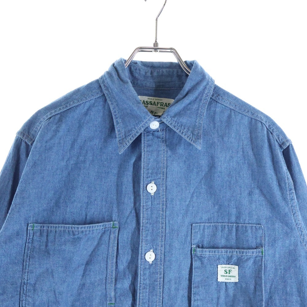 SASSAFRAS(ササフラス) レギュラーカラー ロングスリーブ デニムシャツ インディゴ