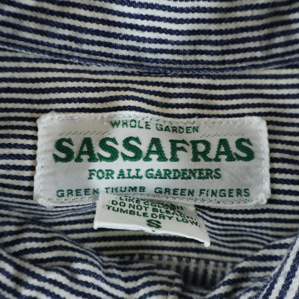 SASSAFRAS(ササフラス) 胸ポケット レギュラーカラー ピンストライプ 長袖シャツ ブルー