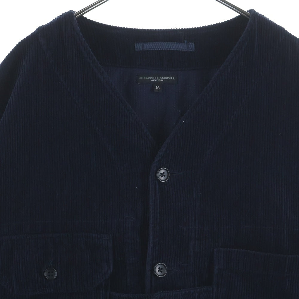 Engineered Garments(エンジニアド ガーメンツ) マルチポケット ノーカラー コーデュロイジャケット ネイビー