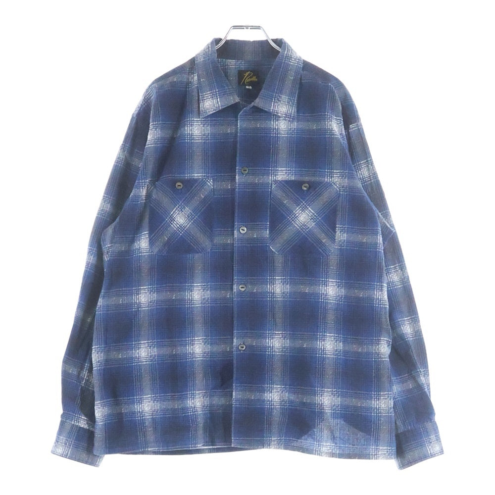 Needles(ニードルス) ONE-UP SHIRT PRINTED FLANNEL ワンアップ プリンテッド フランネル 長袖チェックシャツ ブルー RW303