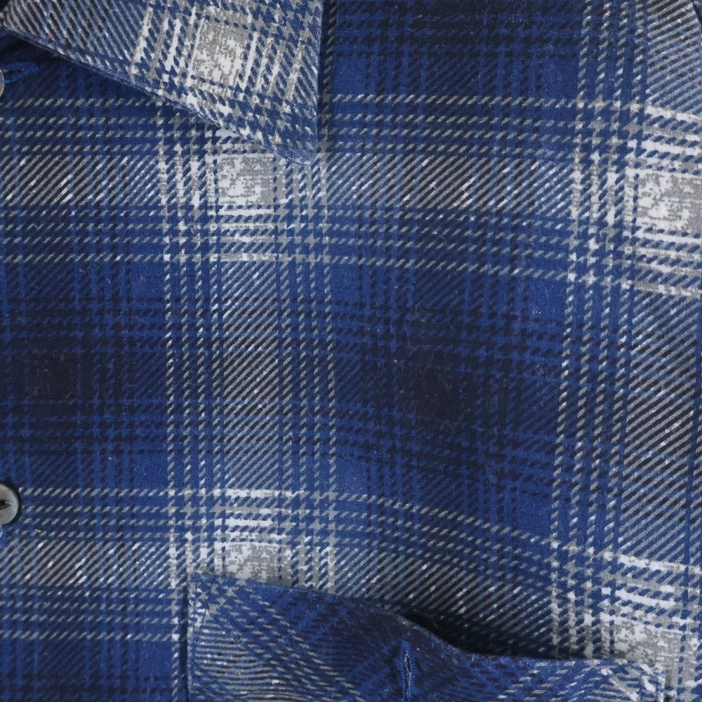 Needles(ニードルス) ONE-UP SHIRT PRINTED FLANNEL ワンアップ プリンテッド フランネル 長袖チェックシャツ ブルー RW303