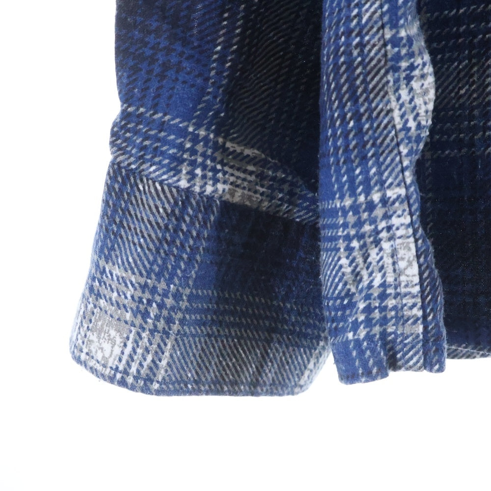Needles(ニードルス) ONE-UP SHIRT PRINTED FLANNEL ワンアップ プリンテッド フランネル 長袖チェックシャツ ブルー RW303
