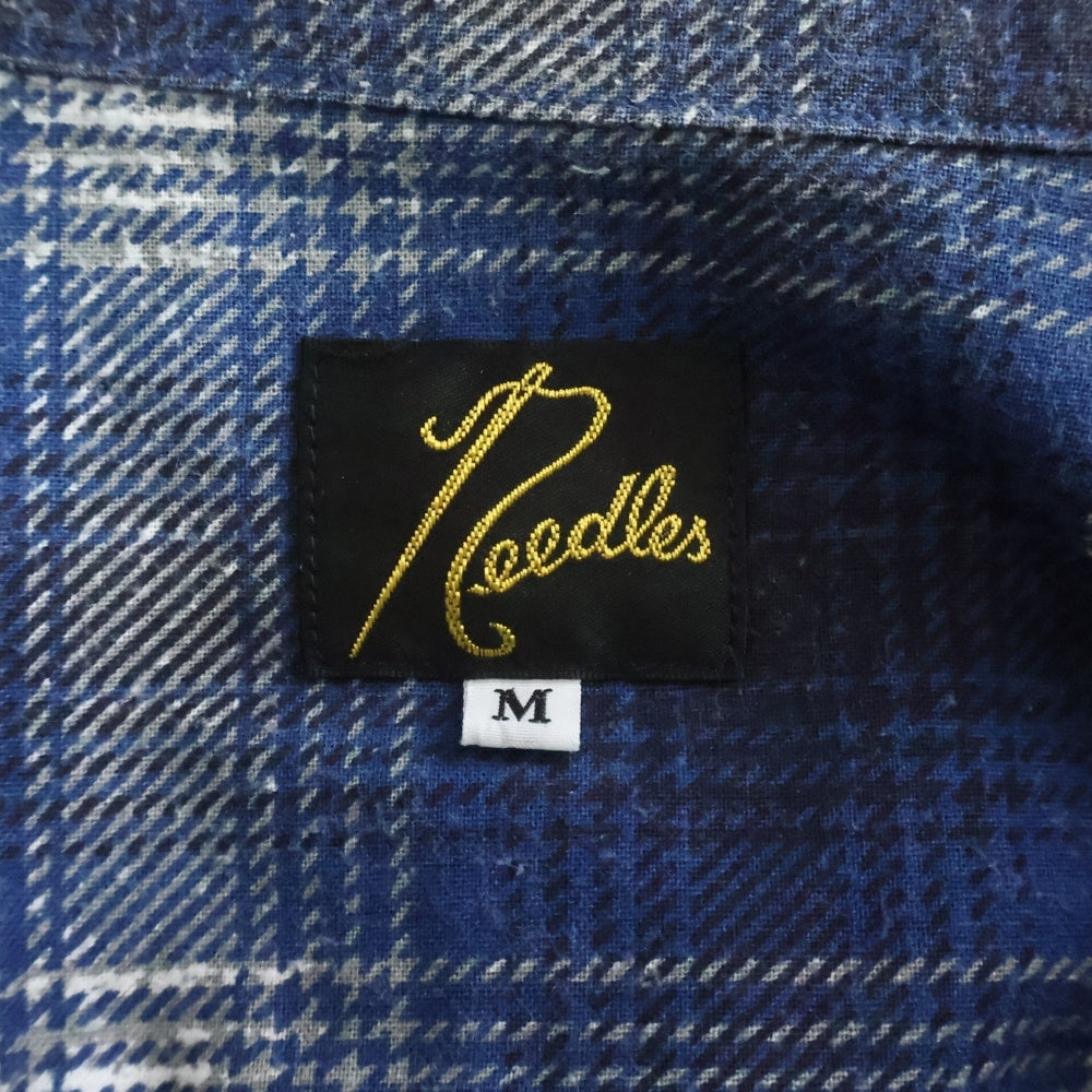 Needles(ニードルス) ONE-UP SHIRT PRINTED FLANNEL ワンアップ プリンテッド フランネル 長袖チェックシャツ ブルー RW303