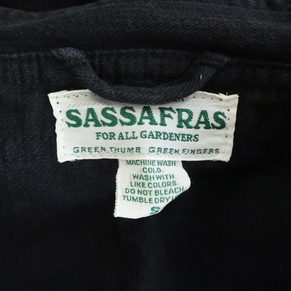 SASSAFRAS(ササフラス) スナップボタン ノーカラーコットンジャケット ブラック