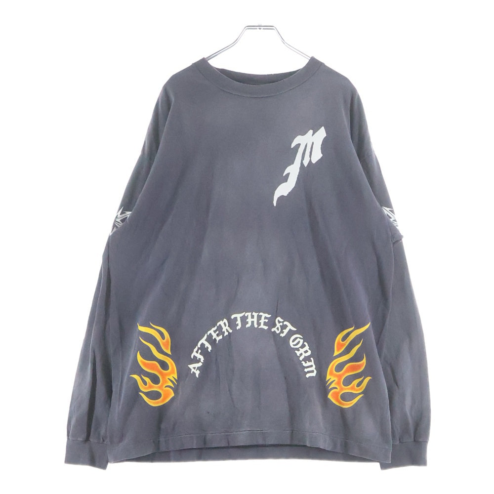 SAINT MICHAEL(セントマイケル) 24SS L/S TEE プリント クルーネック長袖Tシャツ カットソー ブラック SM-YS8-0000-015