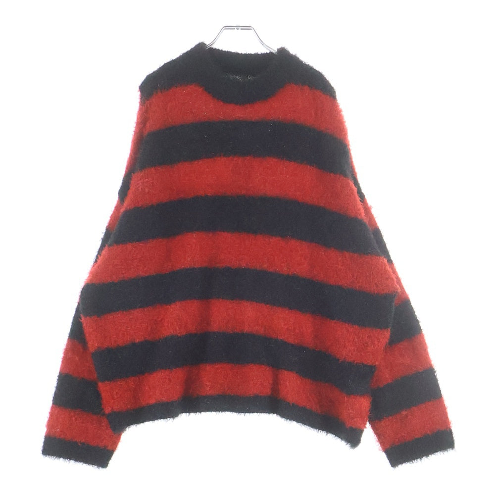 SAINT MICHAEL(セントマイケル) 25AW GLITTER BORDER CREW NECK KNIT グリッターボーダー クルーネックニット セーター ブラック/レッド SM-HR1-0000-069