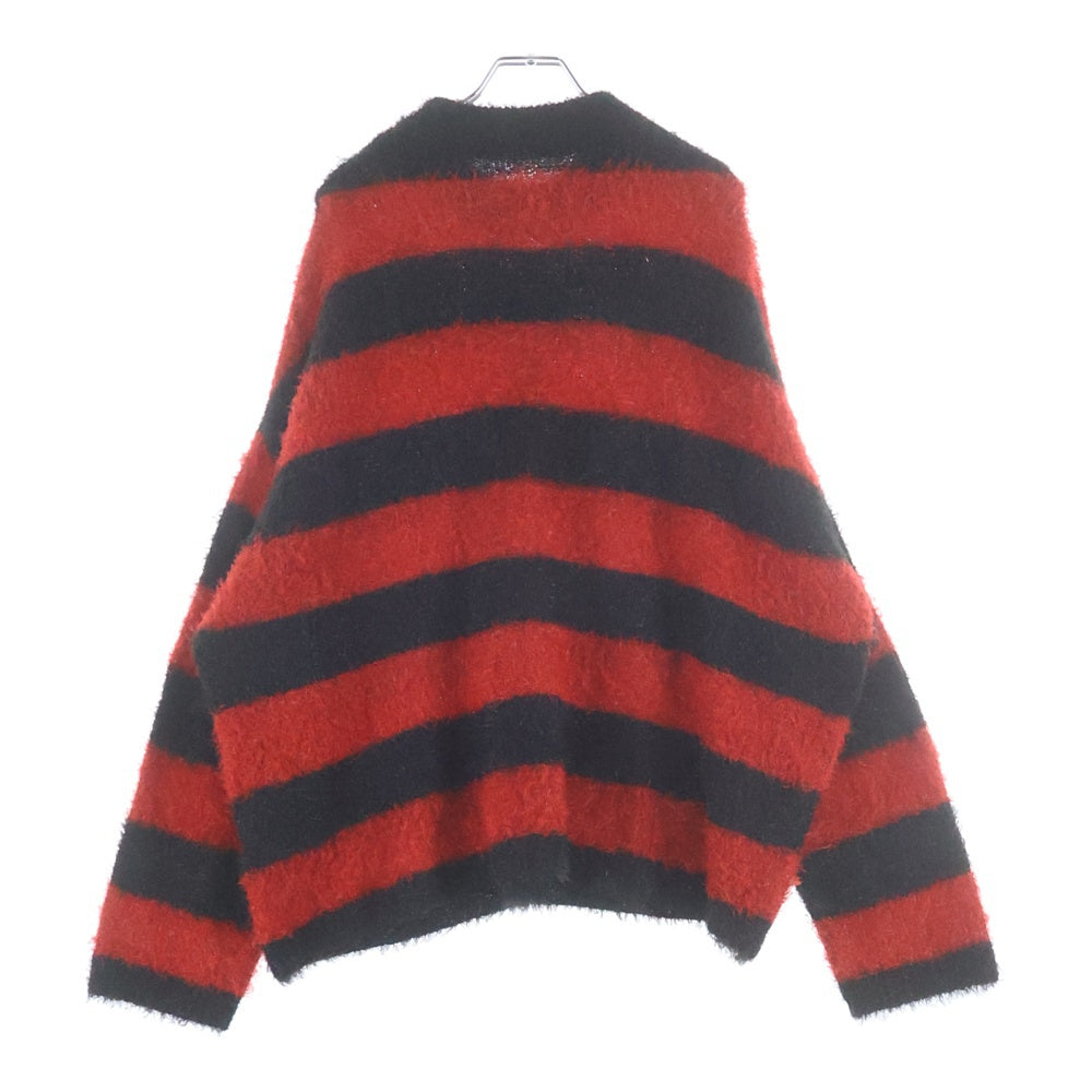 SAINT MICHAEL(セントマイケル) 25AW GLITTER BORDER CREW NECK KNIT グリッターボーダー クルーネックニット セーター ブラック/レッド SM-HR1-0000-069