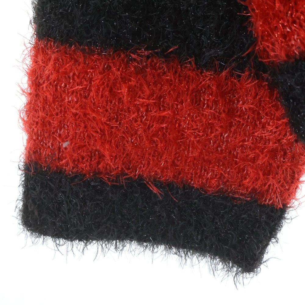 SAINT MICHAEL(セントマイケル) 25AW GLITTER BORDER CREW NECK KNIT グリッターボーダー クルーネックニット セーター ブラック/レッド SM-HR1-0000-069