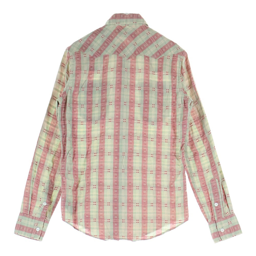 RRL(ダブルアールエル) ダブルフラップポケット チェック柄 長袖ウエスタンシャツ ピンク