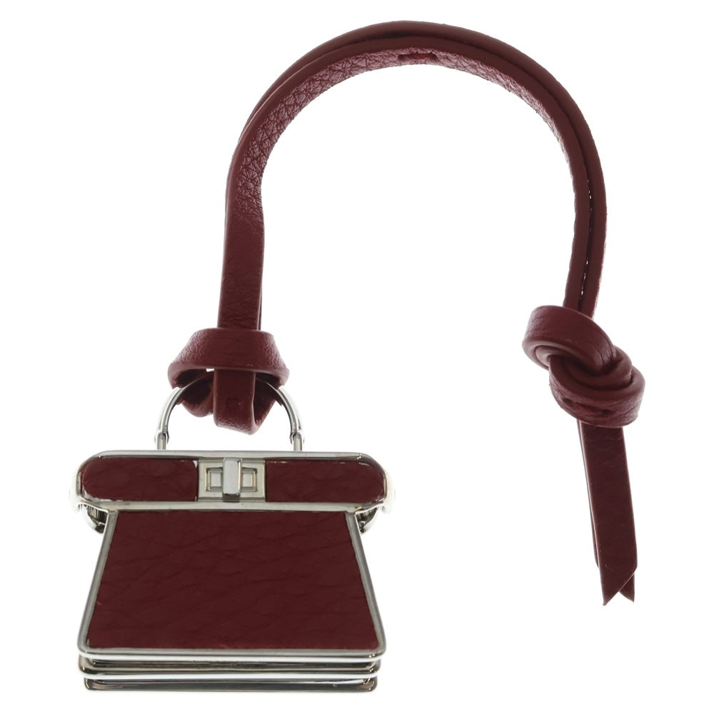 FENDI(フェンディ) PICO ピーカブー レザー バッグモチーフチャーム レディース レッド/シルバー