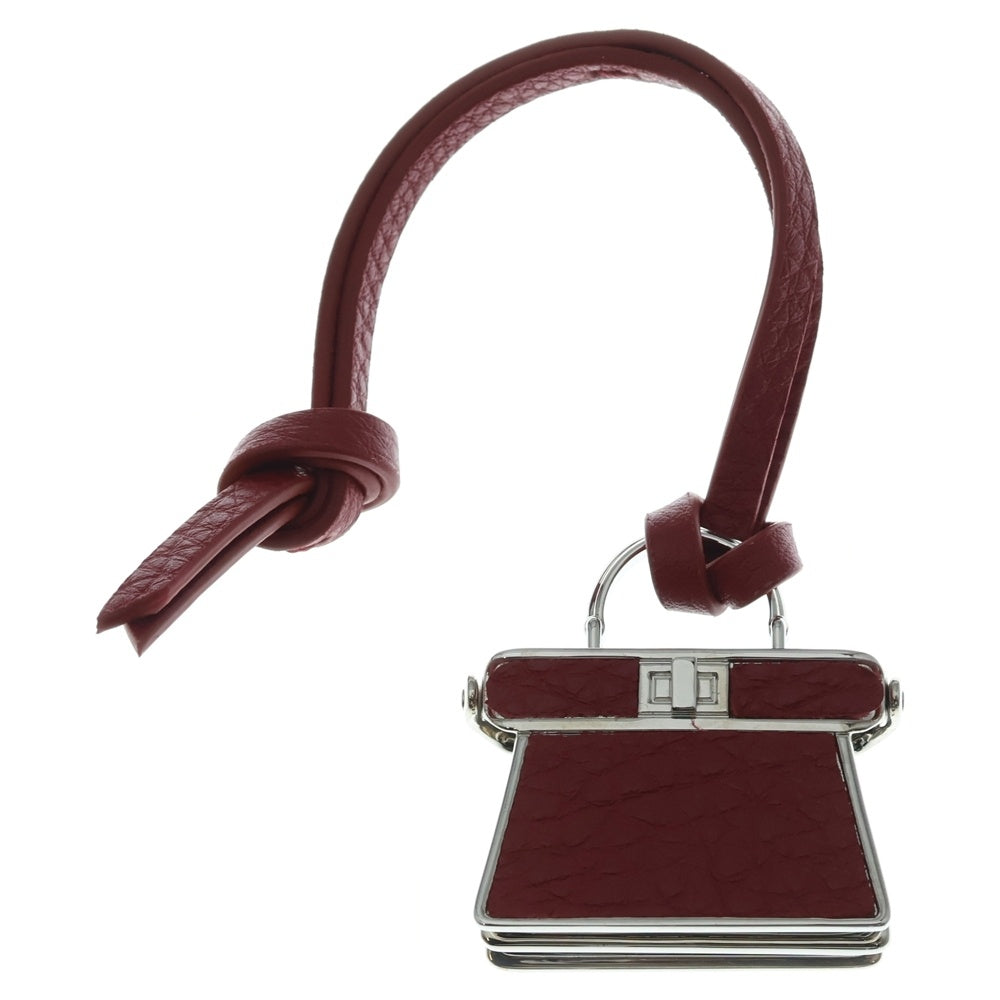FENDI(フェンディ) PICO ピーカブー レザー バッグモチーフチャーム レディース レッド/シルバー