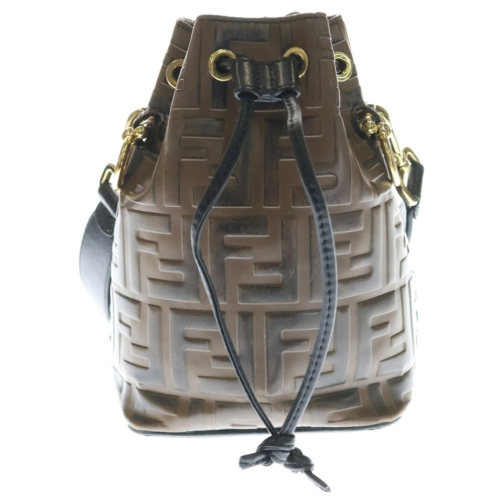 FENDI(フェンディ) MON TRESOR モン トレゾール ミニ ズッカ カーフレザー 巾着型 ショルダーバッグ レディース ブラウン 8BS010 A659 F13VK