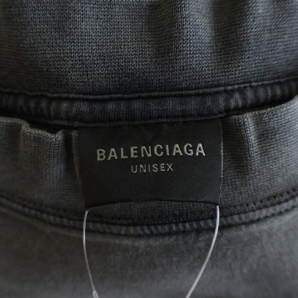 BALENCIAGA(バレンシアガ) OVERSIZED T-SHIRT フロントロゴデザイン フェード加工 クルーネック カットソー 半袖Tシャツ ブラック 811688 TRVQ7