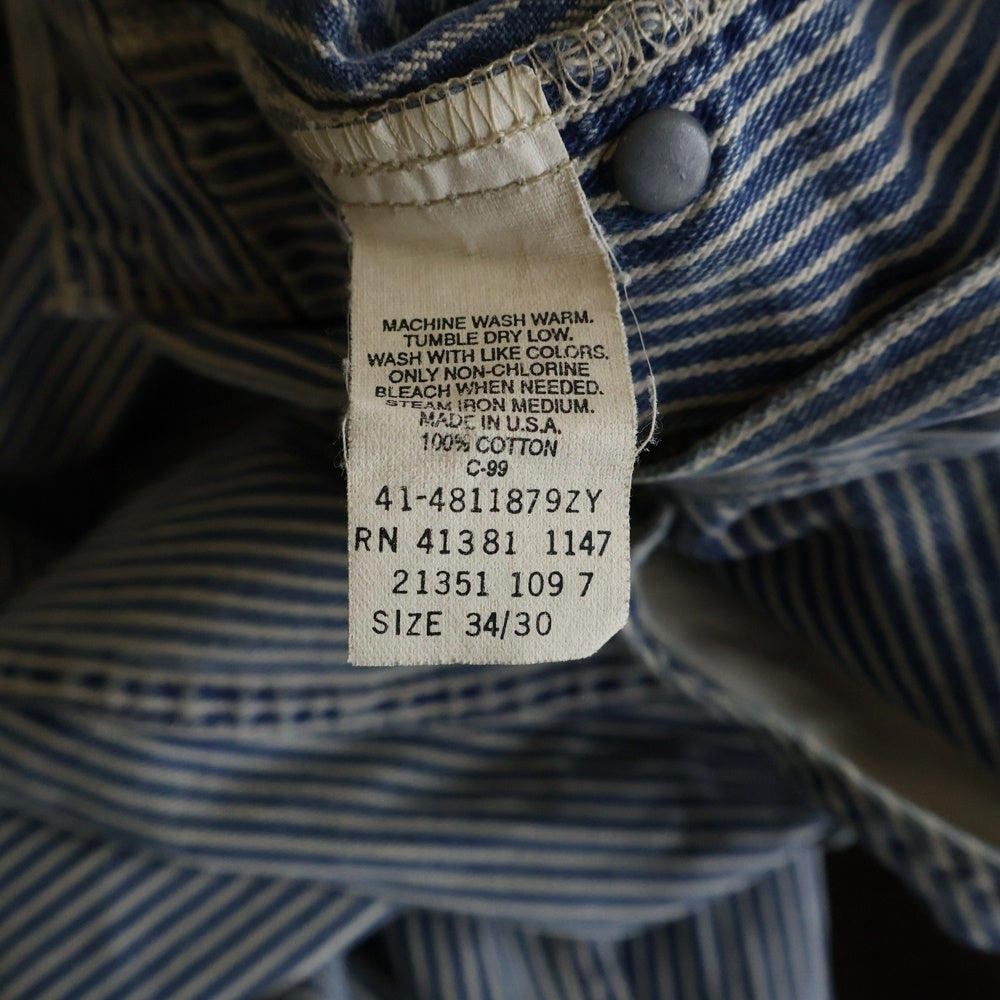 RRL(ダブルアールエル) 90S VINTAGE USA製 ヴィンテージ ヒッコリーストライプ ペインターパンツ ホワイト/インディゴ 41-4811879ZY