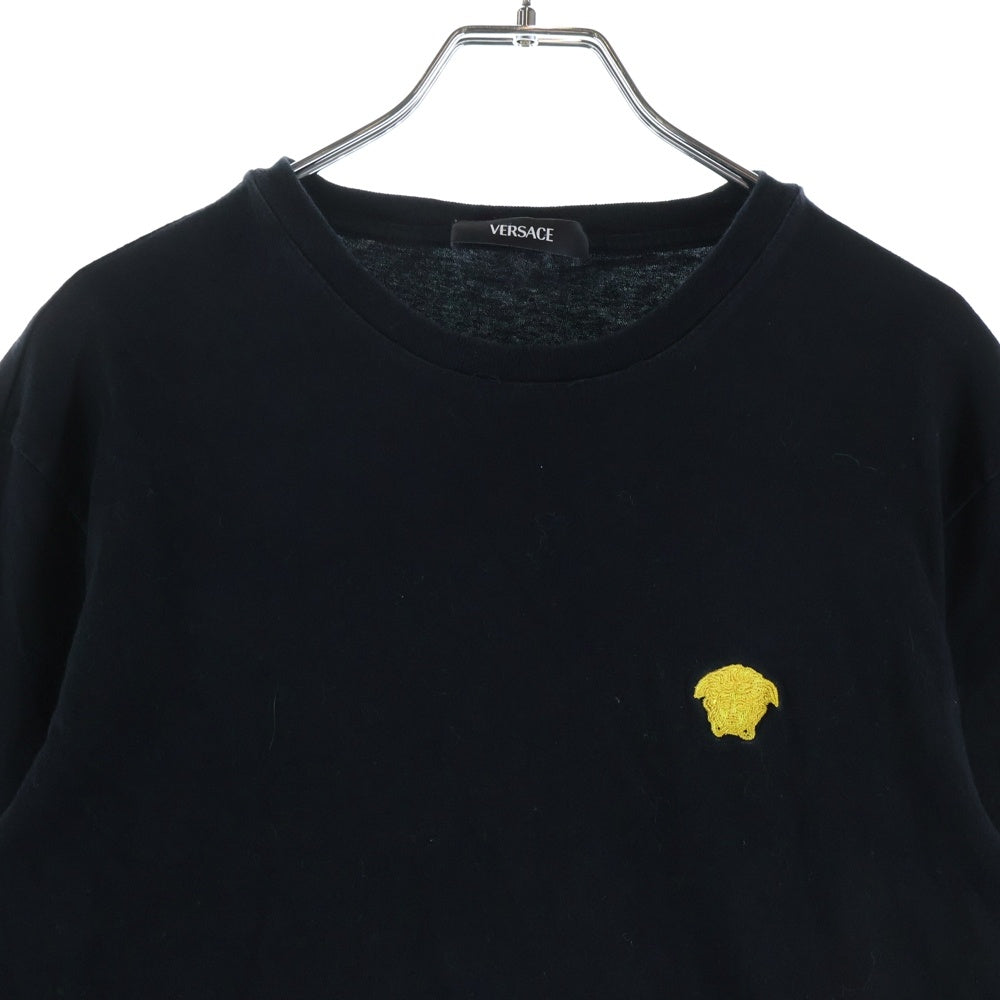 VERSACE(ヴェルサーチ) メデューサ ロゴエンブロイダリー 半袖Tシャツ カットソー ブラック