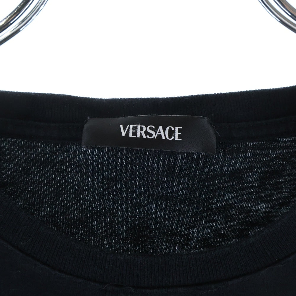 VERSACE(ヴェルサーチ) メデューサ ロゴエンブロイダリー 半袖Tシャツ カットソー ブラック