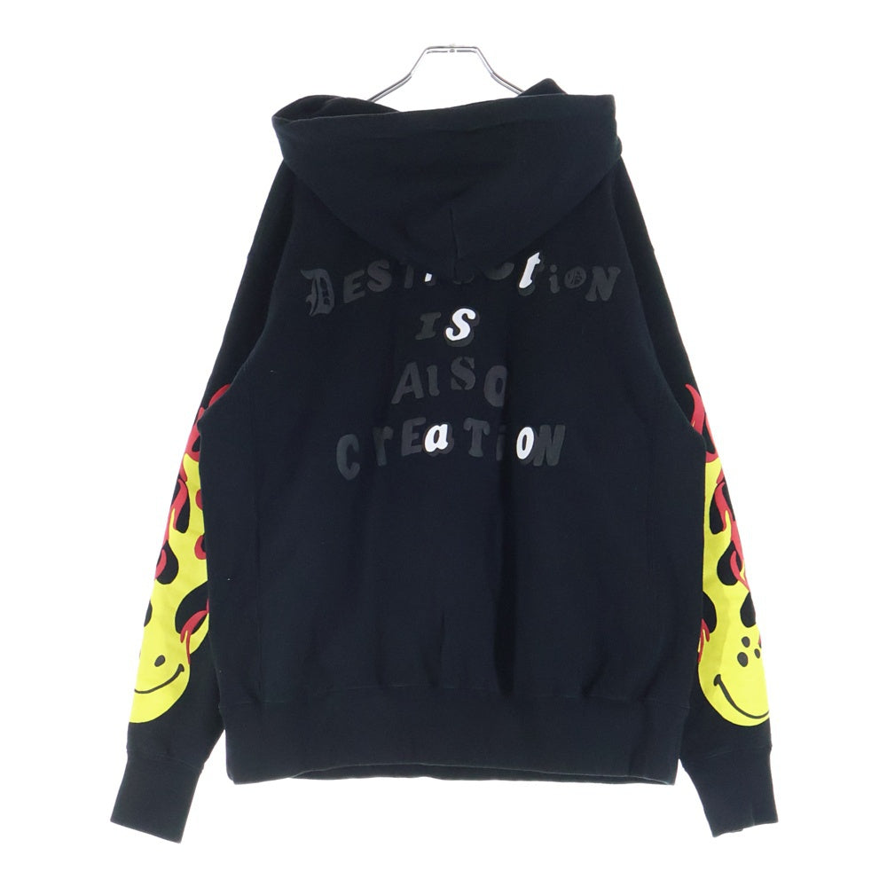 READY MADE(レディメイド) 20SS Smile Hoodie 両面プリント アームフレイムプリント プルオーバーパーカー ブラック RE-CO-BK-00-00-106