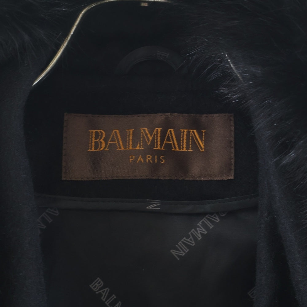 BALMAIN(バルマン) カシミヤ フーデッド ポンチョコート ブラック レディース 4701