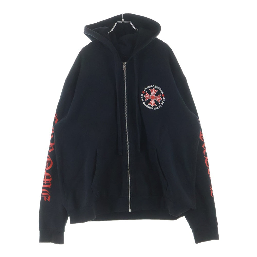 CHROME HEARTS(クロムハーツ) MADE IN HOLLYWOOD PLUS CROSS ZIP UP HOODIE ハリウッド限定 プラス クロス ダガージップアップパーカー フーディー ブラック