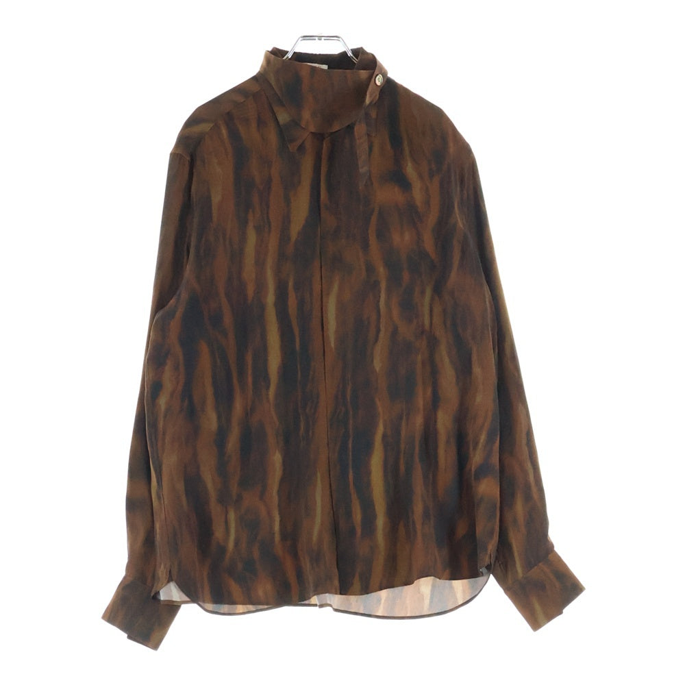 MASU(エムエーエスユー) 21AW FUR PRINT SILK SHIRTS ファー プリント ロングスリーブ シルクシャツ ブラウン MCFW-SH0421