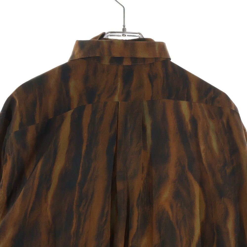 MASU(エムエーエスユー) 21AW FUR PRINT SILK SHIRTS ファー プリント ロングスリーブ シルクシャツ ブラウン MCFW-SH0421