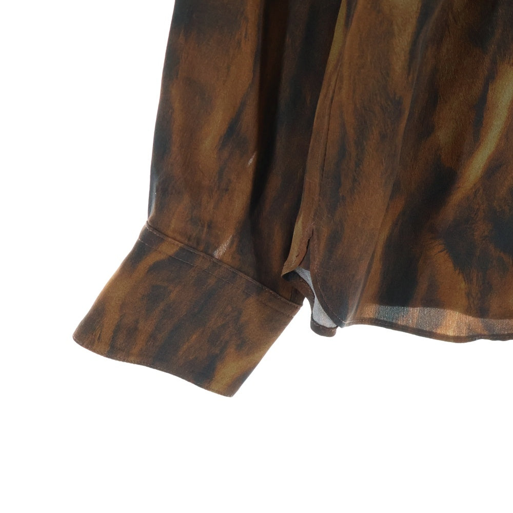 MASU(エムエーエスユー) 21AW FUR PRINT SILK SHIRTS ファー プリント ロングスリーブ シルクシャツ ブラウン MCFW-SH0421