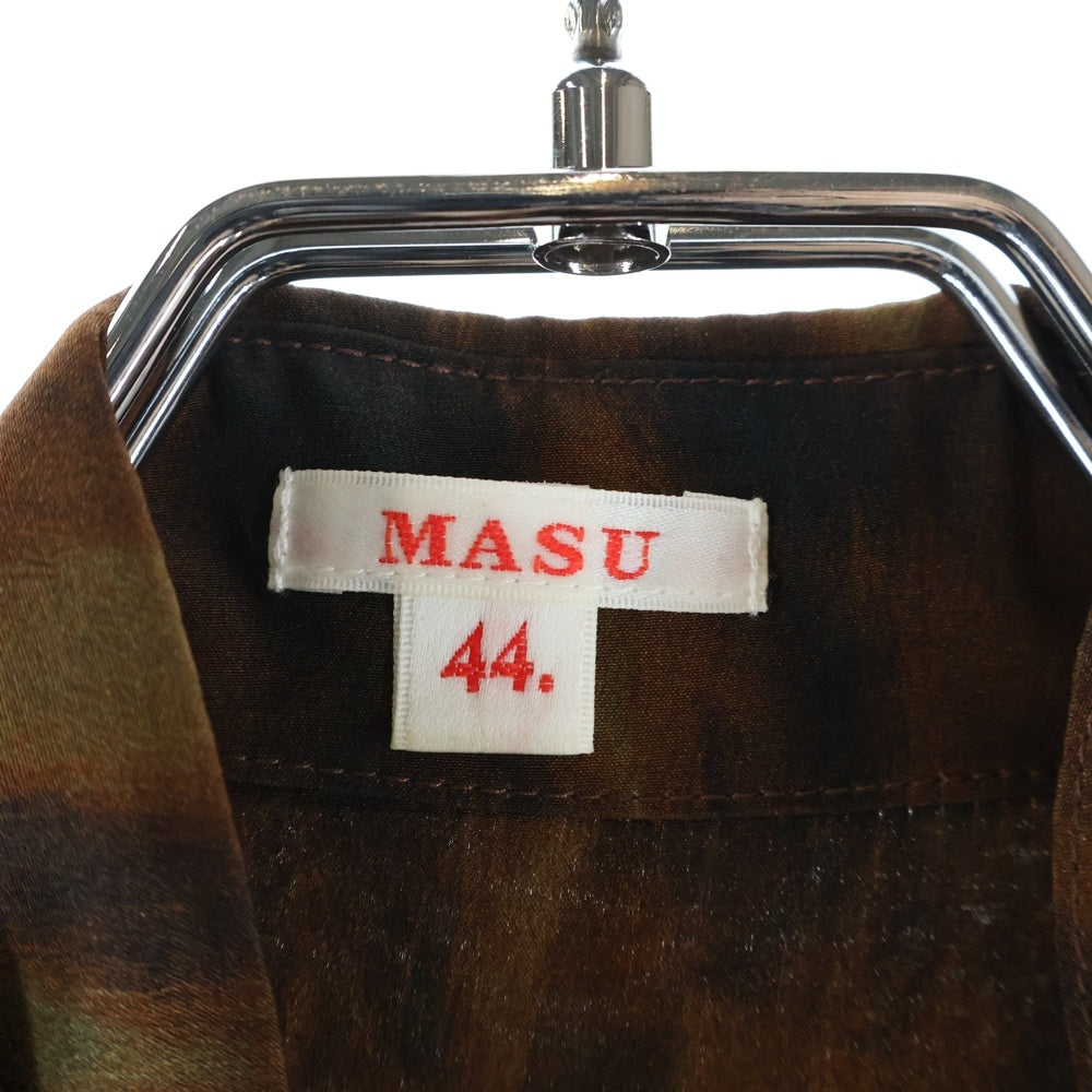 MASU(エムエーエスユー) 21AW FUR PRINT SILK SHIRTS ファー プリント ロングスリーブ シルクシャツ ブラウン MCFW-SH0421