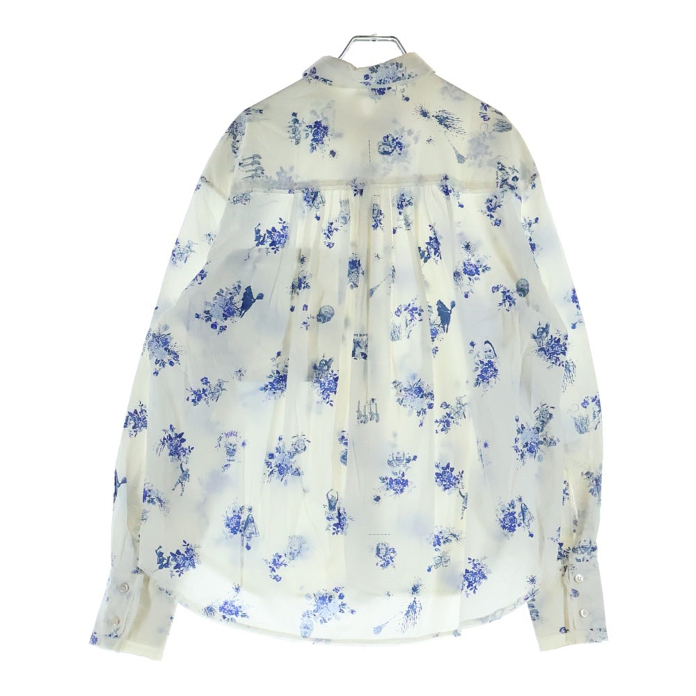 midorikawa(ミドリカワ) 19SS 花柄 ロングスリーブ シャツ ホワイト/ブルー MID19SS-SH04A