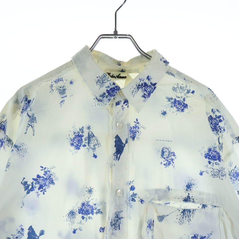 midorikawa(ミドリカワ) 19SS 花柄 ロングスリーブ シャツ ホワイト/ブルー MID19SS-SH04A
