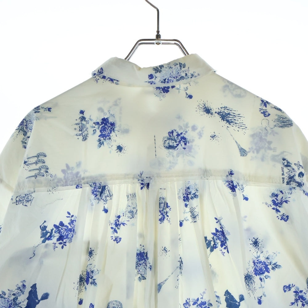midorikawa(ミドリカワ) 19SS 花柄 ロングスリーブ シャツ ホワイト/ブルー MID19SS-SH04A