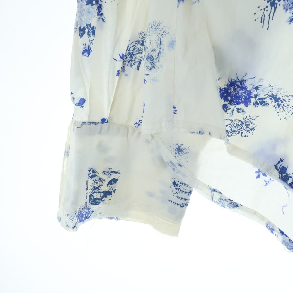 midorikawa(ミドリカワ) 19SS 花柄 ロングスリーブ シャツ ホワイト/ブルー MID19SS-SH04A