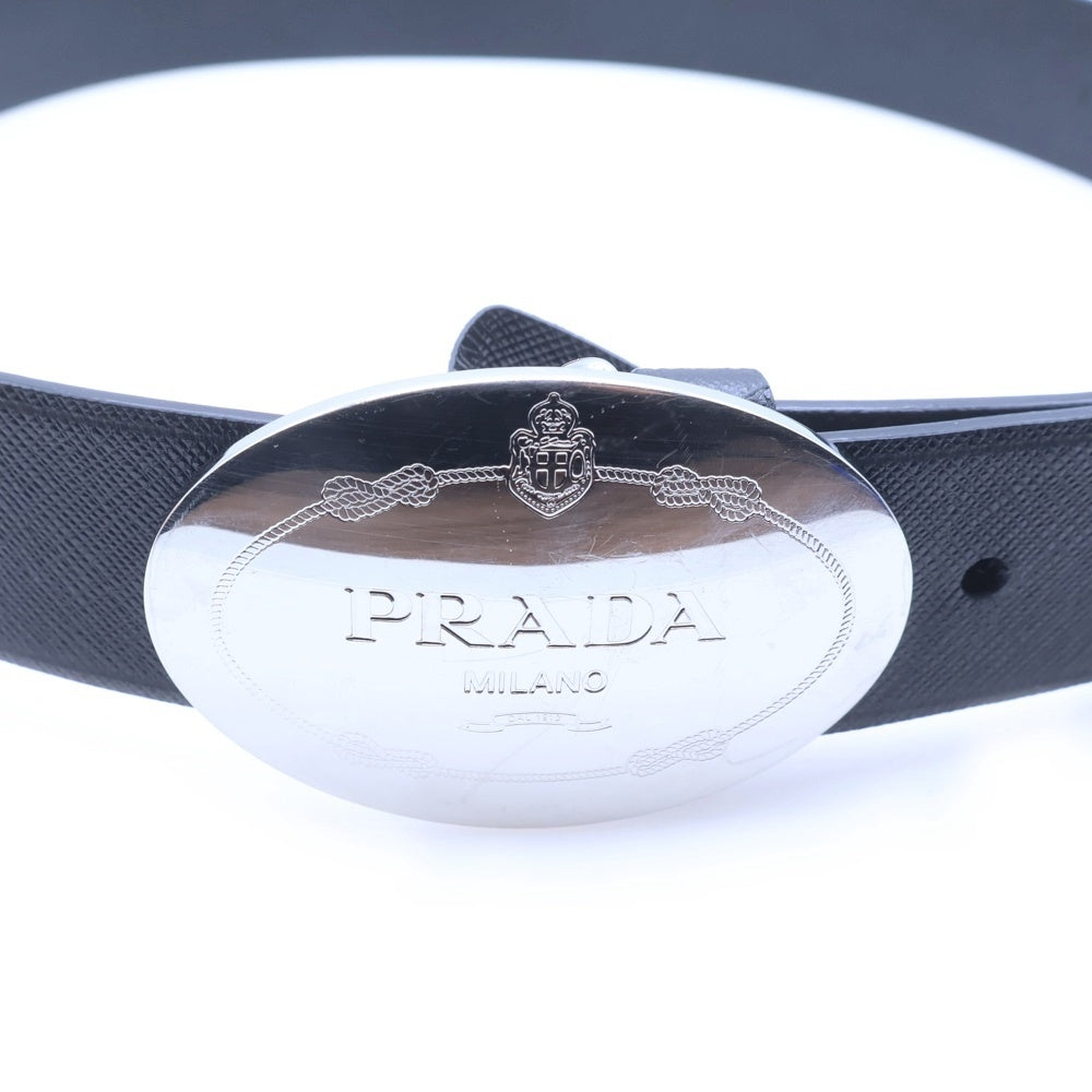 PRADA(プラダ) SAFFIANO CALF LEATHER サフィアーノカーフレザー ロゴバックル ベルト ブラック 2CM046